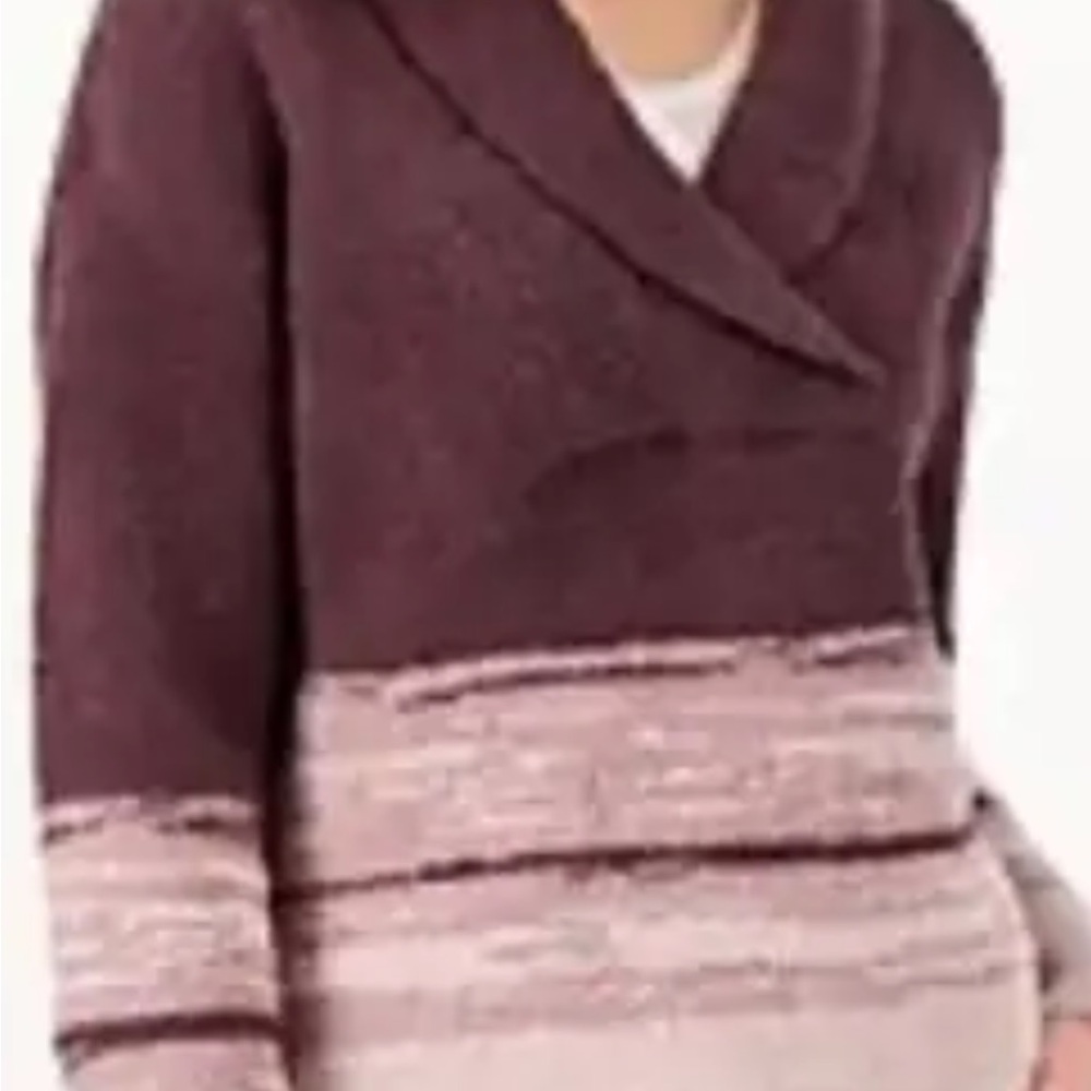 Barefoot Dreams Burgundy and Pink Cozy Sweater